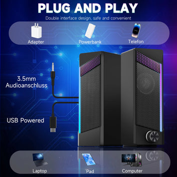 COOMAER 2-in-1 3WX2 Computer Speakers