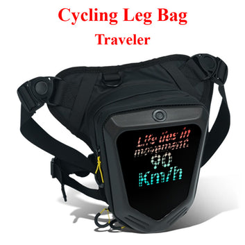 One Leg Bag Traveler Black Medium Size Sports Fashion Motorcycle Backpack with Glowing Eyes Crossbody Bag Shoulder Bag LED Large Screen DIY Advertising Hard Shell USB Charging Laptop Bag Daily Use Backpack Creative Casual Commuting Essential (Power Bank N
