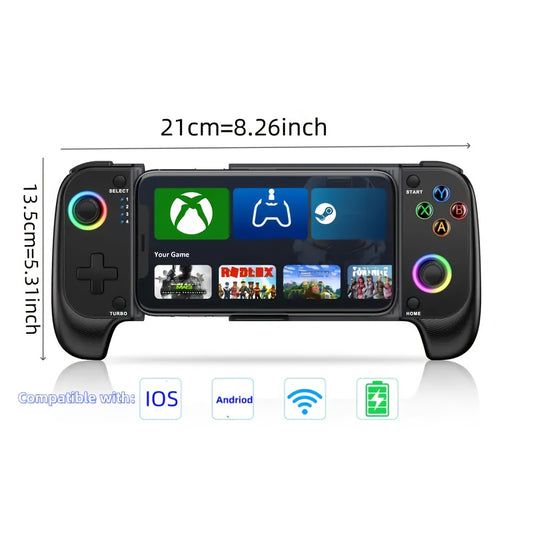 Game Controller Suitable for Switch Mobile Phone/ Android/IOS Gamepad, Dual Hall Rocker Six-axis Somatosensory Wireless Controller for Mobile Game Controller Joystick Retractable Gamepad