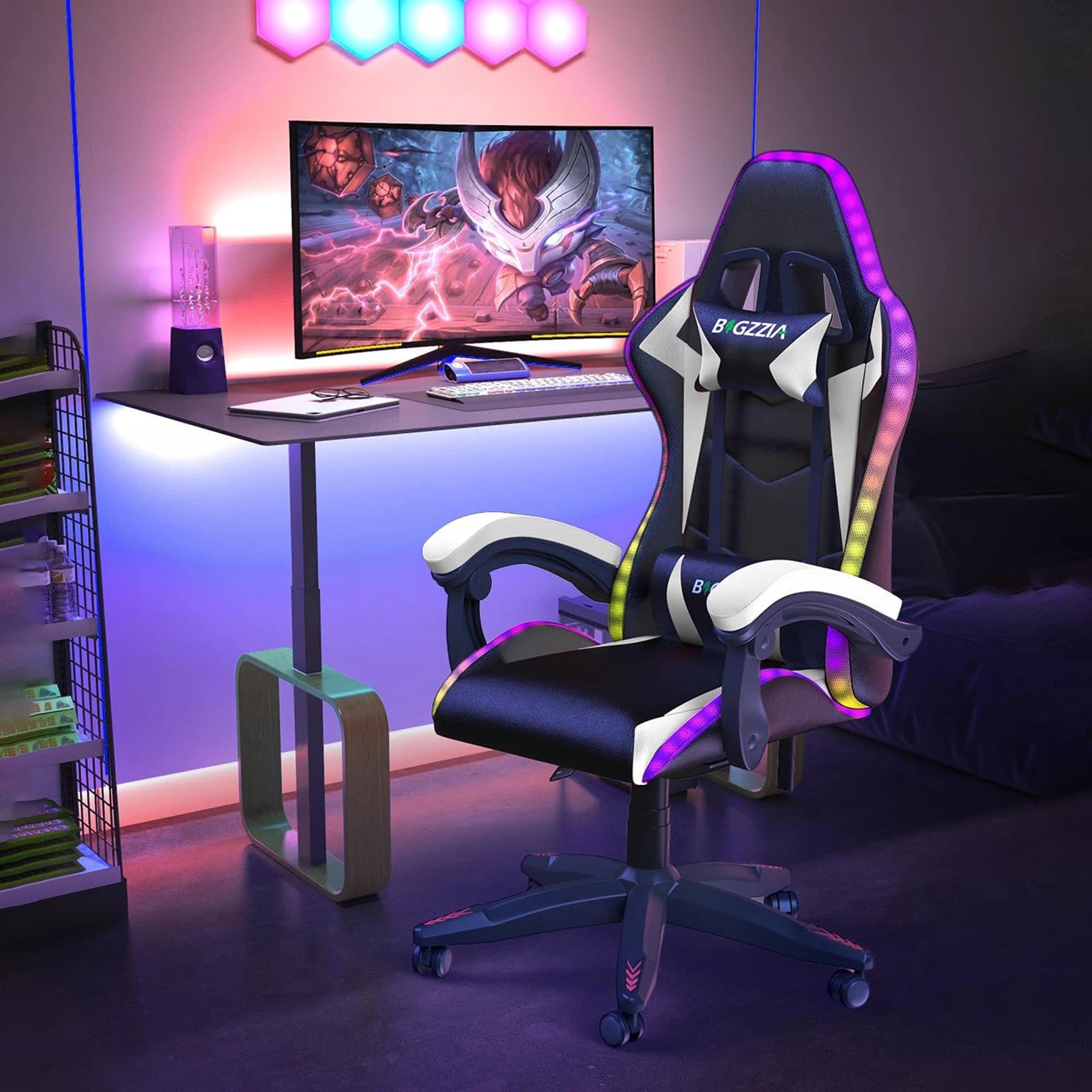 Ergonomic RGB LED Reclining Gaming / Office Computer