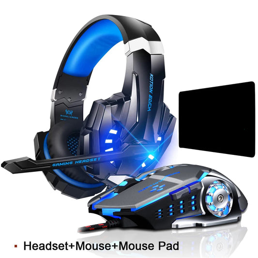 FunDigi Kotion G9000 Gaming Headset | V6 E-Sports Mechanical Mouse | Mousepad