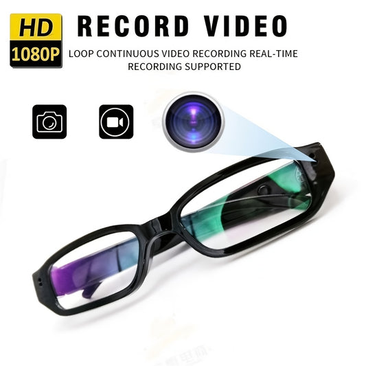 1080P HD Video Recording Glasses Camera with 32GB TF Card Included - Portable Digital Video Camera with USB Power, Continuous Recording & Motion Detection, Auto Focus & Stabilization, Compatible with PC/Laptop, Smart Glasses Design for Sports, Outdoor, Me