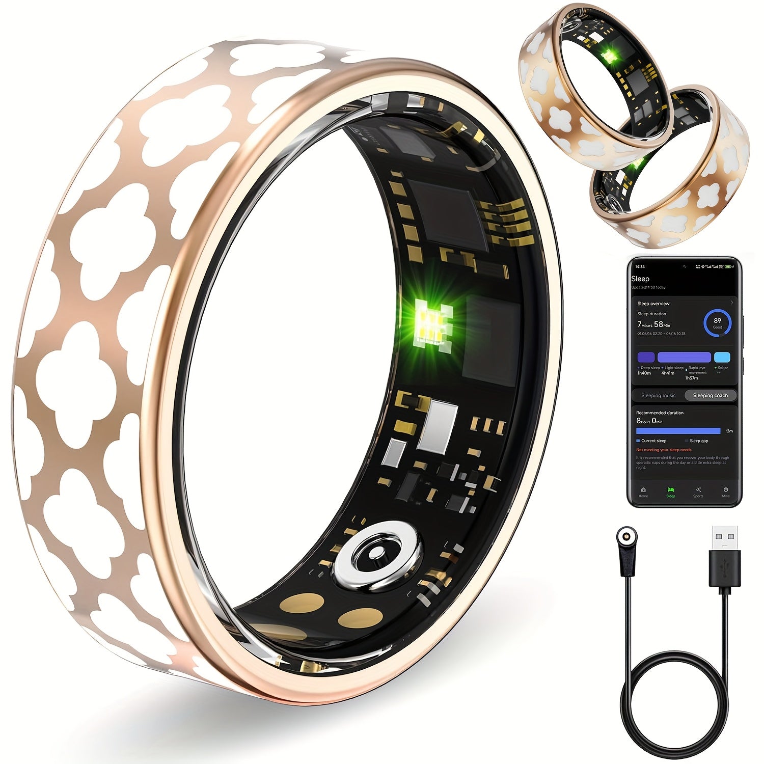 Smart Rings for Women Intelligent Ring for iPhone Android Activity Tracker Ring with Distance Calories Multiple Exercise Modes 5ATM Menstrual Cycle Remote Control Family Care  Fitness Ring Gifts for Women Wife Girlfriend Mother