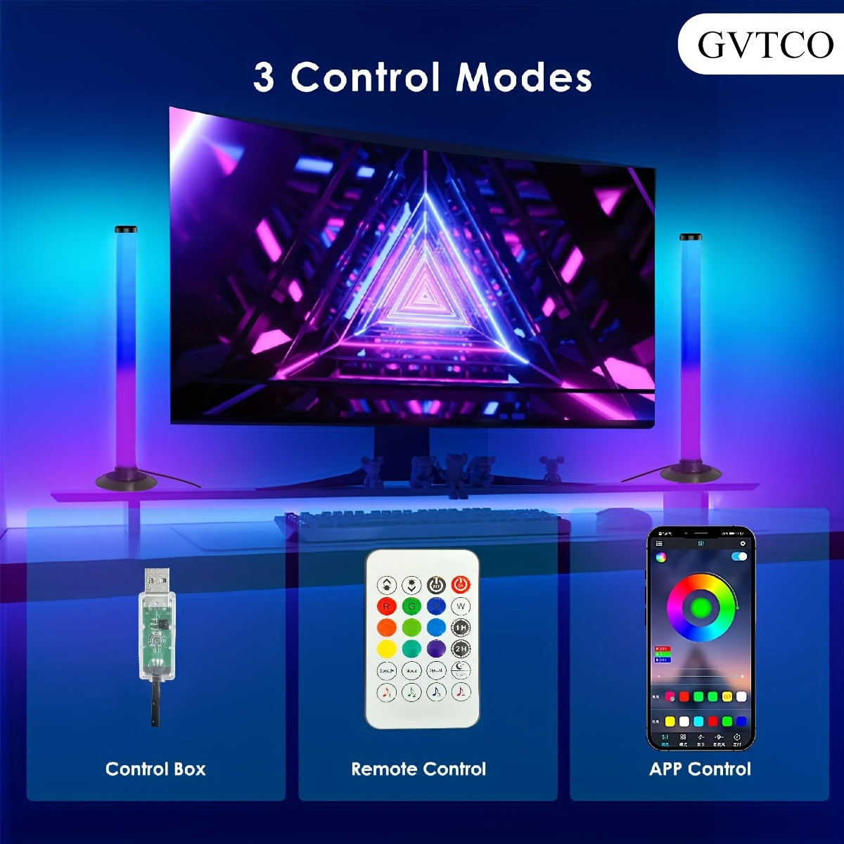 Modern Desktop Ambient Light GVTCO Modern Desktop Ambient Light SoundActivated LED Strip with Color Changing Mood Lights and App Control Remote Controlled Music Sync Voice Rhythm USB Powered for Parties PCs Gaming Rooms  TV Backlighting  Set of T
