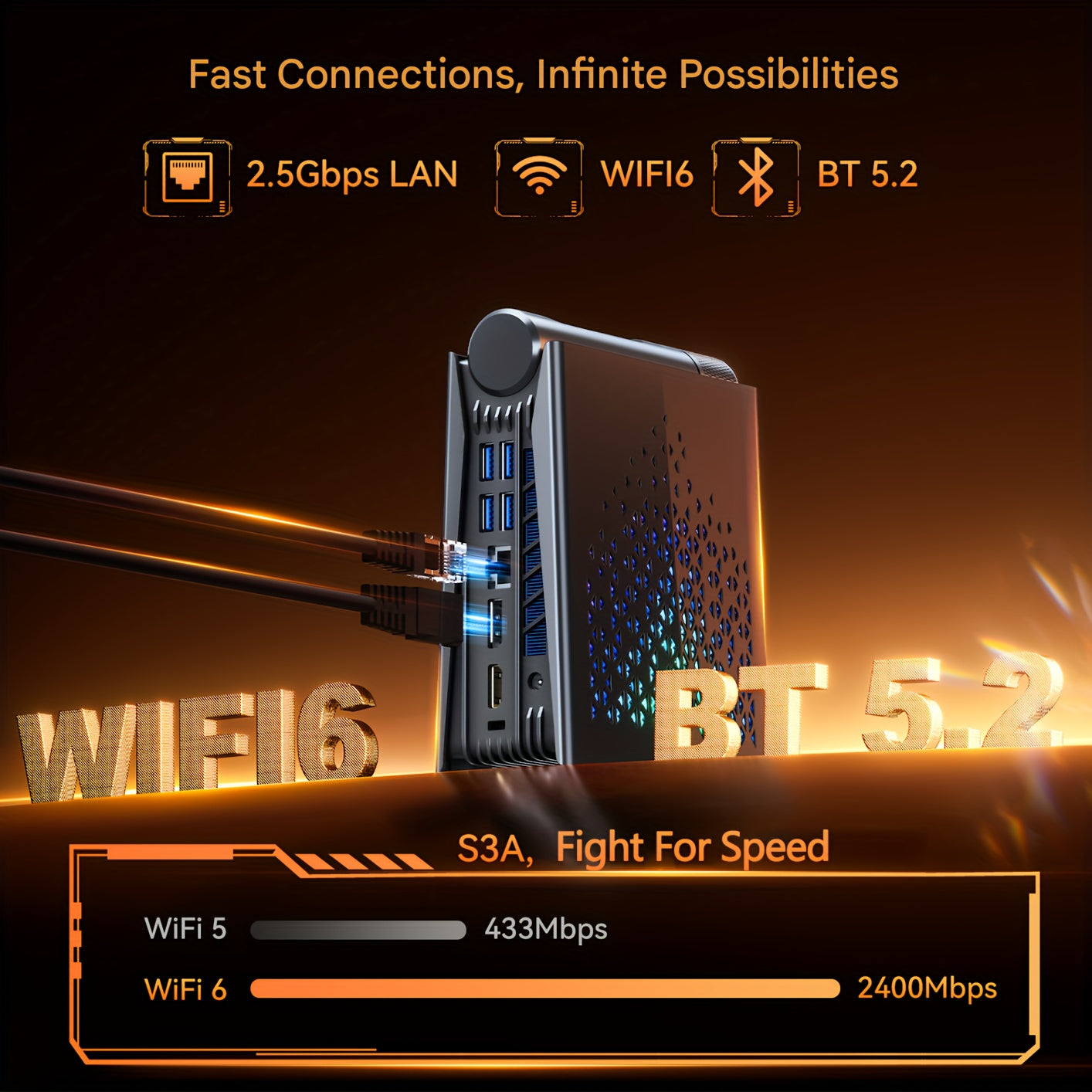 ACEMAGIC S3A Mini PC AMD Ryzen 7 5825U6800H up to 45Ghz 16G32GB DDR4 512GB1TB M2 SSD Zen 3 Ryzen Mini PC RGB Lights Gaming Pc Home Gaming Sleek Miniature Compact Design Durable Build Highperformance Components Ryzen 7 Processor M2 Slot Min