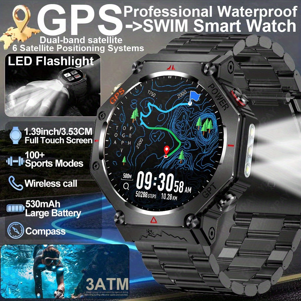2025 New GPS Sports Smartwatch 353 Cm 139 Inches HighDefinition Full Touch Screen AllZinc Alloy Body BuiltIn GPS Wireless Call SOS 3ATM Swimming Smartwatch HighDefinition Wireless Call Suitable for Men Compass Altitude Barometer 100 Sports