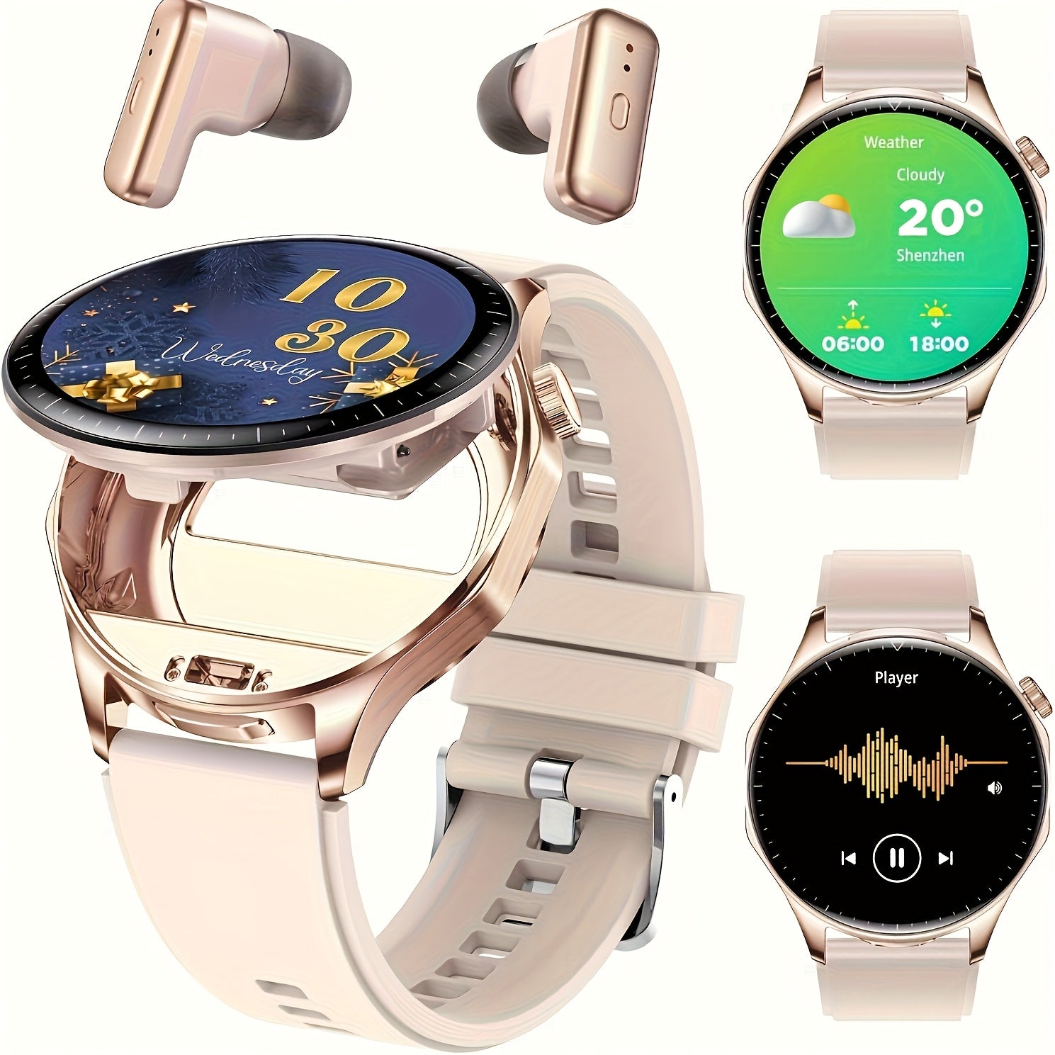 2in1 Smartwatch with TWS Earphones Supporting Wireless Calls 100 Sports Modes Running and Fitness Tracking Compatible with IOS and Android Suitable for Both Men and Women Workout Companion Activity Monitoring Unisex Smartwatch Compact